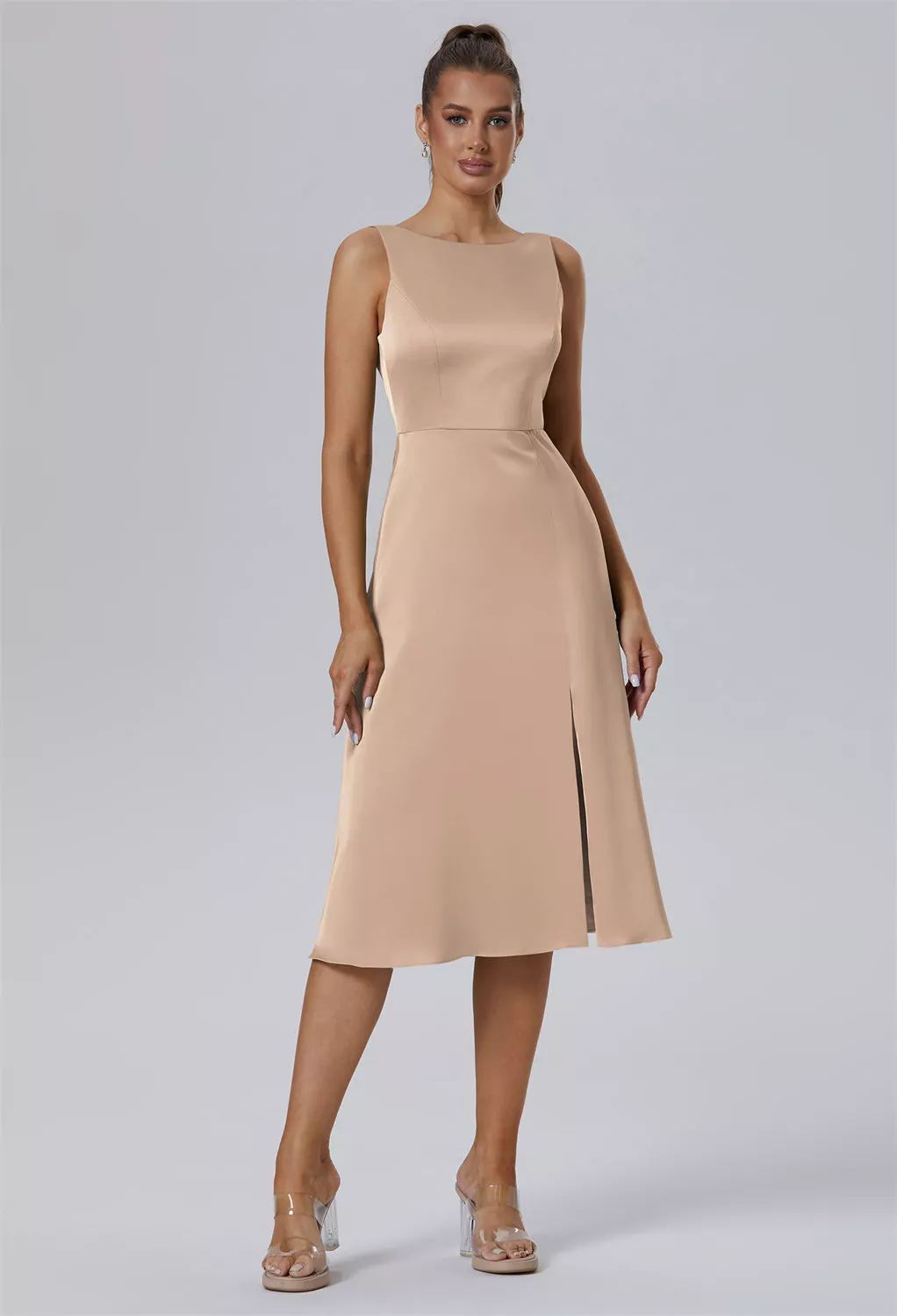 AW Ixajaw Taupe  Cocktail Wedding Guest Dresses